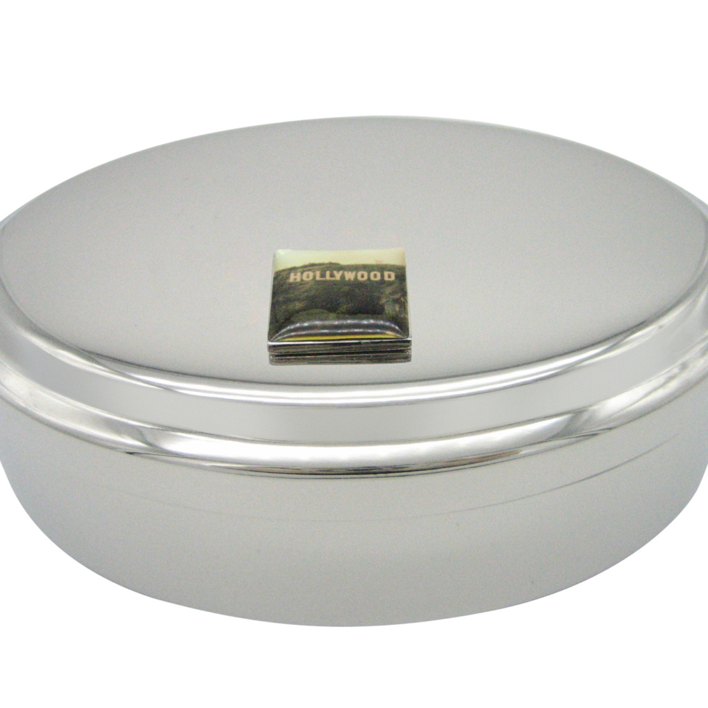 Hollywood Sign Pendant Oval Trinket Jewelry Box